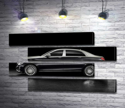Модульная картина "Люксовые формы черного автомобиля Mercedes-Maybach S Class"