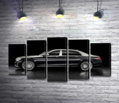 Модульна картина "Люксові форми чорного автомобіля Mercedes-Maybach S Class"