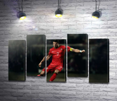 Модульная картина "Капитан португальской сборной – Криштиану Роналду (Cristiano Ronaldo)"