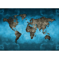 Бетонные силуэты материков на карте мира