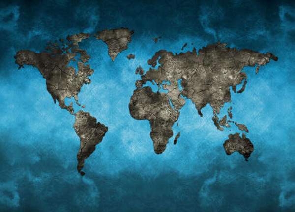 Бетонні силуети материків на карті світу