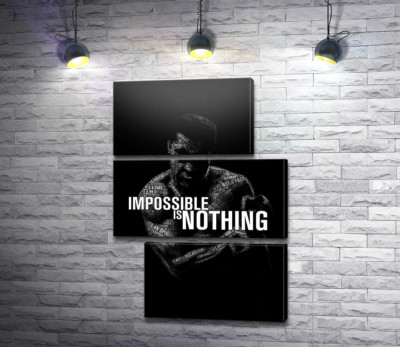 Модульна картина "Силует Мухаммеда Алі (Muhammad Ali) з фразою "impossible is nothing""