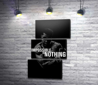 Силуэт Мухаммеда Али (Muhammad Ali) с фразой "impossible is nothing"