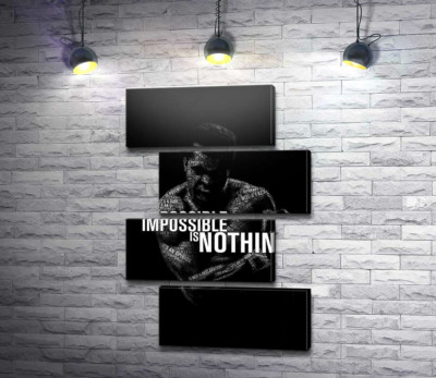 Модульна картина "Силует Мухаммеда Алі (Muhammad Ali) з фразою "impossible is nothing""