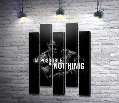 Модульная картина "Силуэт Мухаммеда Али (Muhammad Ali) с фразой "impossible is nothing""
