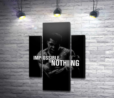 Силуэт Мухаммеда Али (Muhammad Ali) с фразой "impossible is nothing"