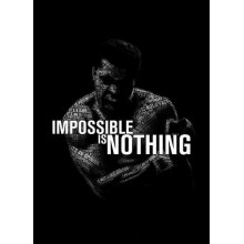 Силует Мухаммеда Алі (Muhammad Ali) з фразою "impossible is nothing"