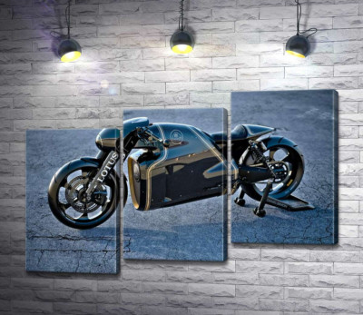 Модульна картина "Чорна сяюча поверхня мотоцикла Lotus C-01"