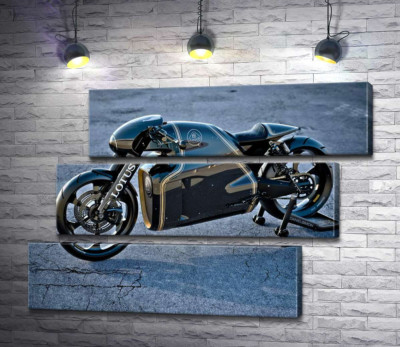 Модульна картина "Чорна сяюча поверхня мотоцикла Lotus C-01"