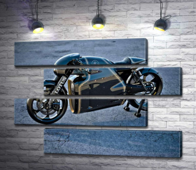 Модульна картина "Чорна сяюча поверхня мотоцикла Lotus C-01"