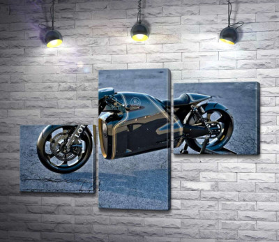 Черная сияющая поверхность мотоцикла Lotus C-01