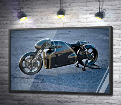 Постер "Чорна сяюча поверхня мотоцикла Lotus C-01"