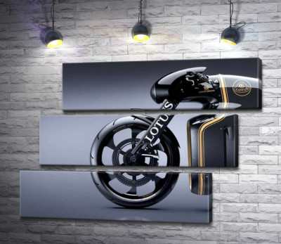Блиск вигинів передньої частини швидкого мотоцикла Lotus C-01