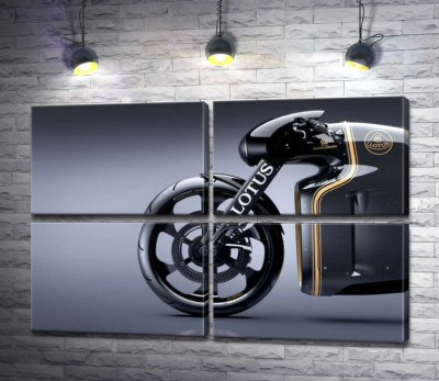Блиск вигинів передньої частини швидкого мотоцикла Lotus C-01