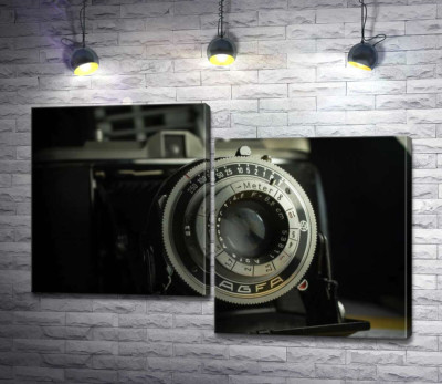 Модульная картина "Объектив ретро камеры Agfa Isolette"