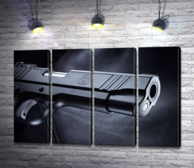 Модульная картина "Четкость элементов черного пистолета M1911"
