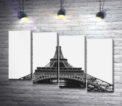 Модульна картина "Залізний шпиль Ейфелевої вежі (Eiffel tower) зникає у хмарному небі"