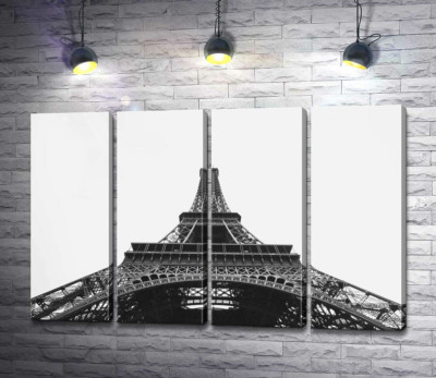 Модульна картина "Залізний шпиль Ейфелевої вежі (Eiffel tower) зникає у хмарному небі"