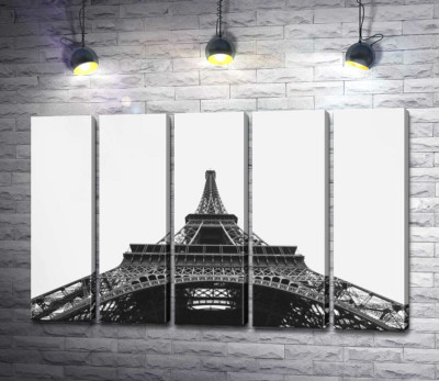 Модульна картина "Залізний шпиль Ейфелевої вежі (Eiffel tower) зникає у хмарному небі"