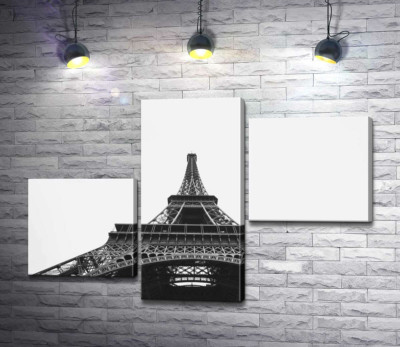 Модульная картина "Железный шпиль Эйфелевой башни (Eiffel tower) исчезает в облачном небе"