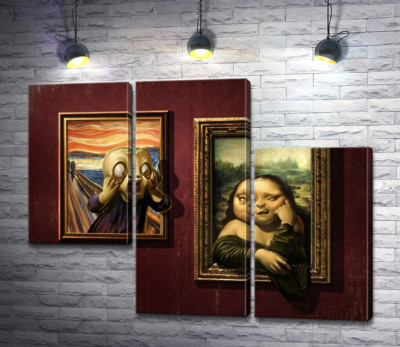 Модульная картина "Битва картин: "Крик" (Skrik) против "Моны Лизы" (Mona Lisa)"