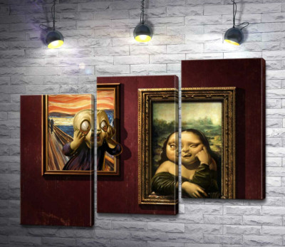 Модульна картина "Битва картин: "Крик" ( Skrik) проти "Мони Лізи" (Mona Lisa) "