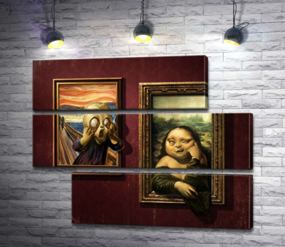 Модульная картина "Битва картин: "Крик" (Skrik) против "Моны Лизы" (Mona Lisa)"