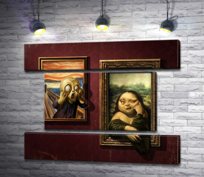 Модульна картина "Битва картин: "Крик" ( Skrik) проти "Мони Лізи" (Mona Lisa) "