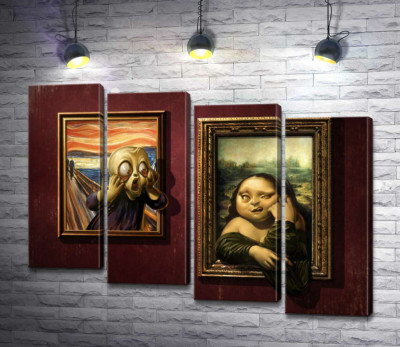 Модульная картина "Битва картин: "Крик" (Skrik) против "Моны Лизы" (Mona Lisa)"