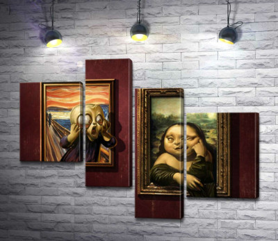 Модульная картина "Битва картин: "Крик" (Skrik) против "Моны Лизы" (Mona Lisa)"