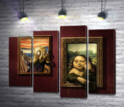 Модульна картина "Битва картин: "Крик" ( Skrik) проти "Мони Лізи" (Mona Lisa) "