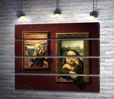 Модульная картина "Битва картин: "Крик" (Skrik) против "Моны Лизы" (Mona Lisa)"