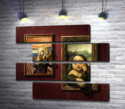Модульна картина "Битва картин: "Крик" ( Skrik) проти "Мони Лізи" (Mona Lisa) "