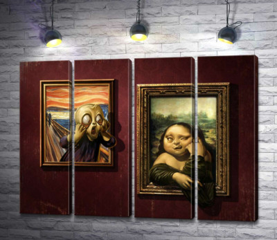 Модульна картина "Битва картин: "Крик" ( Skrik) проти "Мони Лізи" (Mona Lisa) "