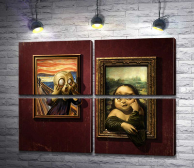 Модульна картина "Битва картин: "Крик" ( Skrik) проти "Мони Лізи" (Mona Lisa) "