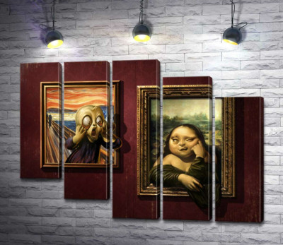 Модульная картина "Битва картин: "Крик" (Skrik) против "Моны Лизы" (Mona Lisa)"