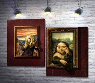 Модульна картина "Битва картин: "Крик" ( Skrik) проти "Мони Лізи" (Mona Lisa) "