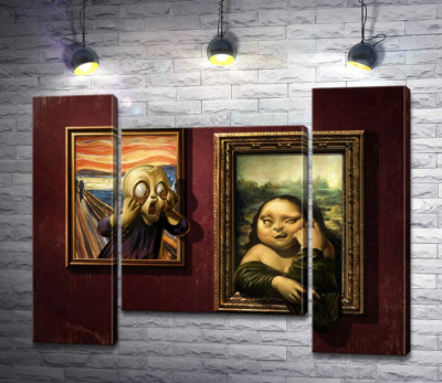 Модульна картина "Битва картин: "Крик" ( Skrik) проти "Мони Лізи" (Mona Lisa) "