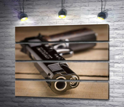 Модульная картина "Дуло черного пистолета M1911"