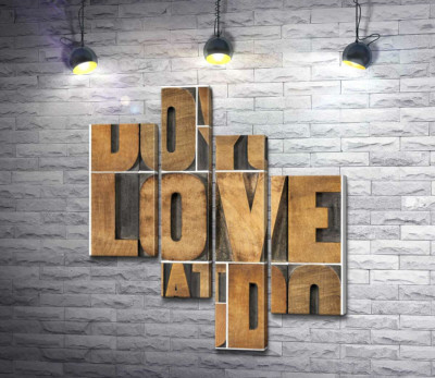 Модульная картина "Мотивационная фраза "do what you love, love what you do" из деревянных букв"