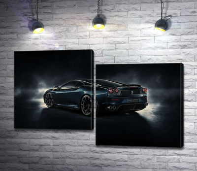 Модульна картина "Темний силует т Ferrari F430 підсвічений білим сяйвом"