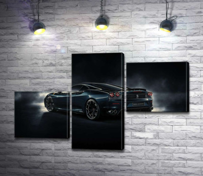 Темний силует т Ferrari F430 підсвічений білим сяйвом