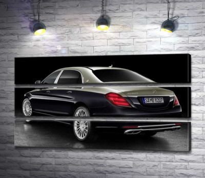 Модульная картина "Черная поверхность престижного автомобиля Mercedes-Maybach S-Class"