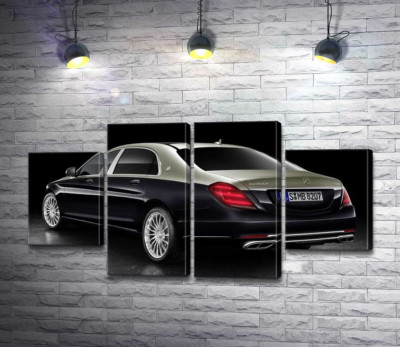 Модульная картина "Черная поверхность престижного автомобиля Mercedes-Maybach S-Class"