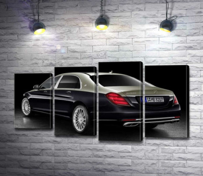 Модульная картина "Черная поверхность престижного автомобиля Mercedes-Maybach S-Class"