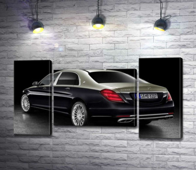 Модульная картина "Черная поверхность престижного автомобиля Mercedes-Maybach S-Class"