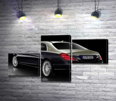 Модульная картина "Черная поверхность престижного автомобиля Mercedes-Maybach S-Class"