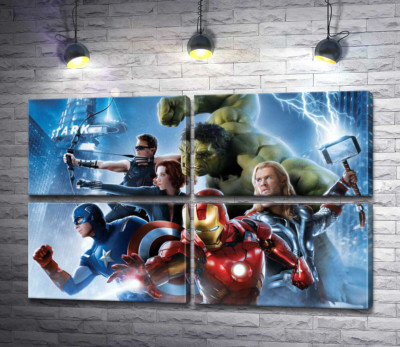 Отважные супергерои на постере к фильму "Мстители: Эра Альтрона" (Avengers: Age of Ultron)