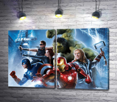 Отважные супергерои на постере к фильму "Мстители: Эра Альтрона" (Avengers: Age of Ultron)