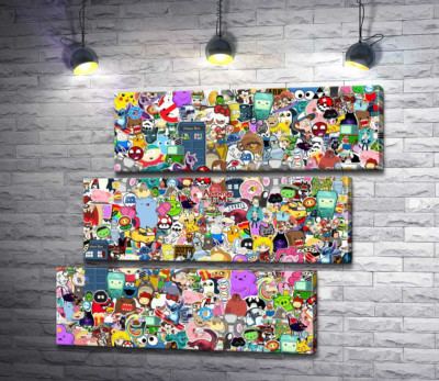 Обилие стикеров известных мультфильмов